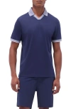 Bugatchi Tipped Johnny Collar Polo In Navy