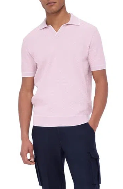 Bugatchi Tipped Johnny Collar Polo In Dusty Rose
