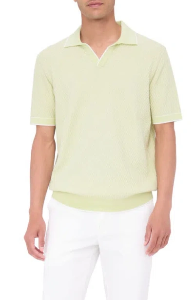 Bugatchi Tipped Johnny Collar Polo In Pistachio