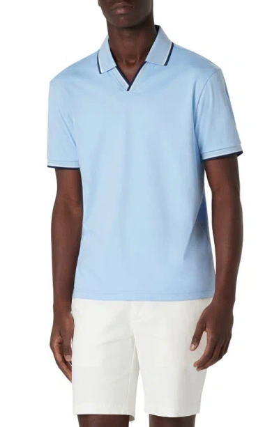 Bugatchi Tipped Johnny Collar Polo In Sky