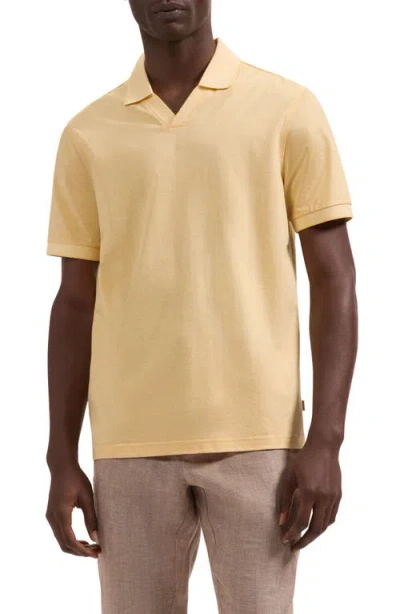Bugatchi Tipped Johnny Collar Polo In Yellow