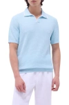 Bugatchi Tipped Johnny Collar Short Sleeve Sweater In Ice