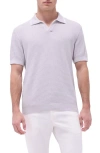Bugatchi Tipped Johnny Collar Short Sleeve Sweater In Platinum