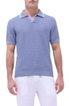 Bugatchi Tipped Johnny Collar Short Sleeve Sweater In Steel