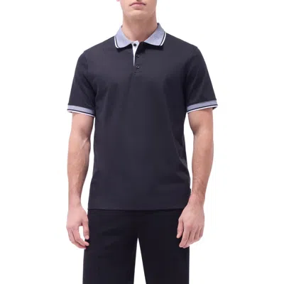 Bugatchi Tipped Pima Cotton Piqué Polo In Black