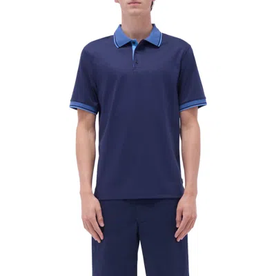 Bugatchi Tipped Pima Cotton Piqué Polo In Navy