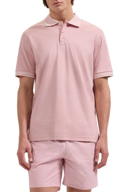 Bugatchi Tipped Pima Cotton Piqué Polo In Pink