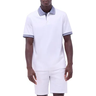 Bugatchi Tipped Pima Cotton Piqué Polo In White