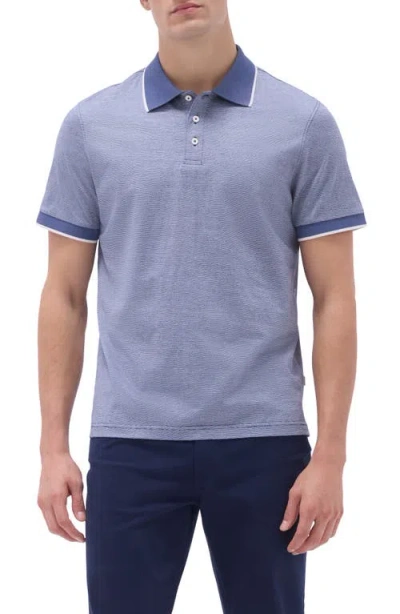 Bugatchi Tipped Piqué Cotton Polo In Navy