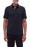 Bugatchi Tipped Piqué Polo In Black