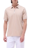 Bugatchi Tipped Quarter Zip Polo In Sand