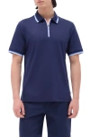 Bugatchi Tipped Quarter Zip Polo In Navy