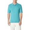 Bugatchi Tipped Rib Cable Stitch Polo Sweater In Jade