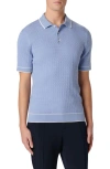 Bugatchi Tipped Rib Cable Stitch Polo Sweater In Lilac