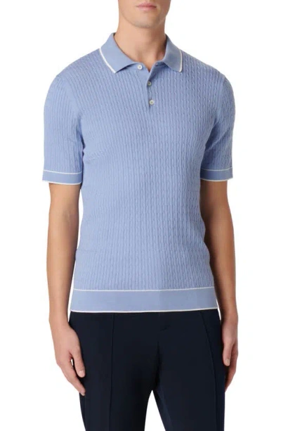 Bugatchi Tipped Rib Cable Stitch Polo Jumper In Lilac