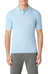 Bugatchi Tipped Rib Cable Stitch Polo Sweater In Sky