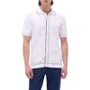 Bugatchi Tipped Short Sleeve Button-up Sweater In Gray