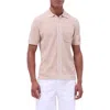 Bugatchi Tipped Short Sleeve Button-up Sweater In Sand