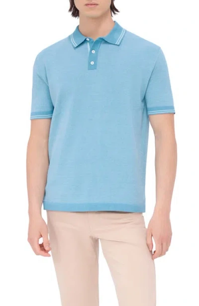 Bugatchi Men's 3-button Polo Sweater In Dusty Blue