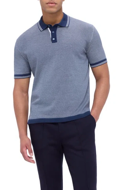 Bugatchi Quarter Zip Polo In Blue