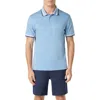 Bugatchi Tipped Short Sleeve Cotton Polo In Air Blue
