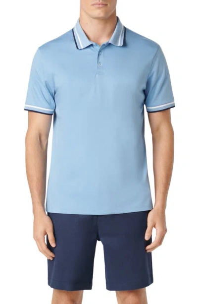 Bugatchi Tipped Short Sleeve Cotton Polo In Air Blue