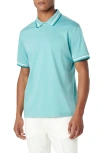 Bugatchi Tipped Short Sleeve Cotton Polo In Jade