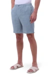 Bugatchi Trent Drawstring Linen Shorts In Gray