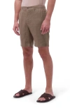 Bugatchi Trent Drawstring Linen Shorts In Olive