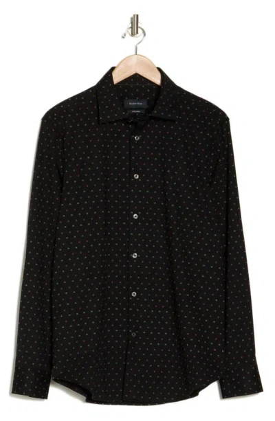 Bugatchi Trim Fit Dot Print Stretch Cotton Button-up Shirt In Black