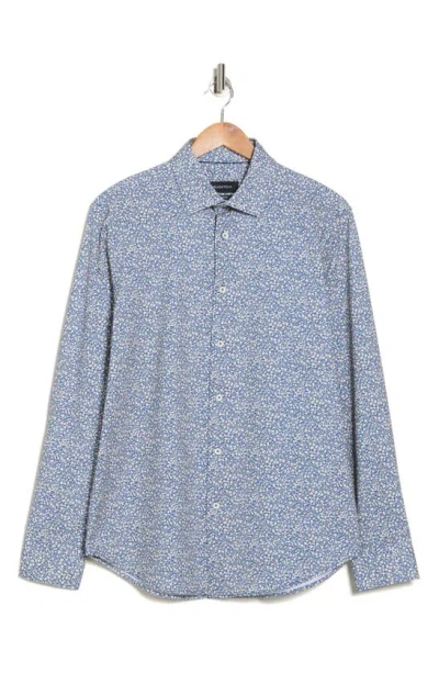 Bugatchi Trim Fit Mini Floral Print Stretch Cotton Button-up Shirt In Beige