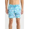 Bugatchi Tropical Print Swim Shorts In Turquoise