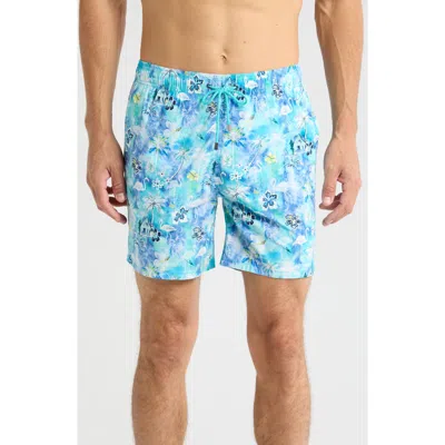 Bugatchi Tropical Print Swim Shorts In Turquoise