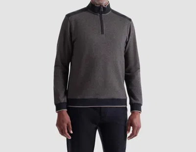 Bugatchi Uomo Diagonal Stripe Melange Quarter Zip Sweater In Taupe In Gray