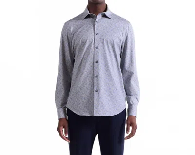 Bugatchi Uomo Geometric Print 8 Way Stretch Shirt In Sand In Blue