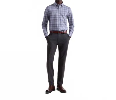 Bugatchi Uomo Herringbone Stacked Check 8 Way Stretch Shirt In Cement In Neutral