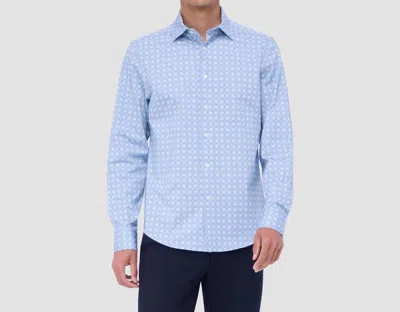Bugatchi Uomo Jimmy Double Sided Mandala/solid Ooohcotton Shirt In Air Blue
