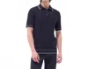 Bugatchi Uomo Johnny Collar Knit Polo Sweater In Black In Blue