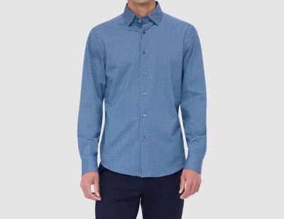 Bugatchi Uomo Jules Geometric Ooohcotton Shirt In Teal In Blue