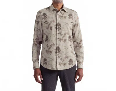 Bugatchi Uomo Julian Nature Toile De Jouy Shirt In Sand In Brown