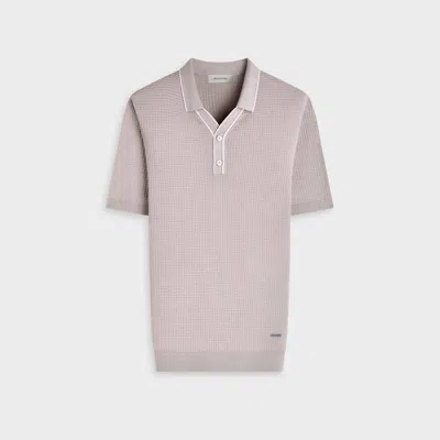 Bugatchi Uomo Men's Waffle Knit Johnny Collar Short-sleeve Sweater In Limestone In Grey