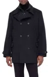 Bugatchi Uomo Men's Wool Peacoat Detachable Bib In Black In Black