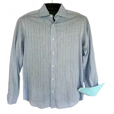 Bugatchi Uomo Shaped Fit Fip Cuff Shirt In Blue