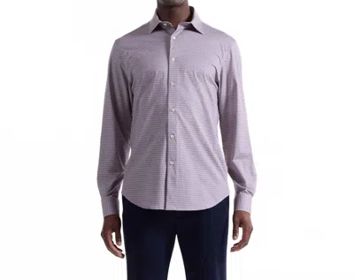 Bugatchi Uomo Small Geometric Print 8 Way Stretch Shirt In Wood Rose In Purple
