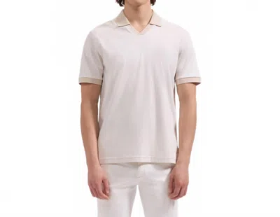 Bugatchi Uomo Solid Pima Johnny Collar Polo In Ivory In Multi