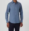 Bugatchi Uomo Specks 6 Way Stretch Long Sleeve In Dusty Blue In Blue