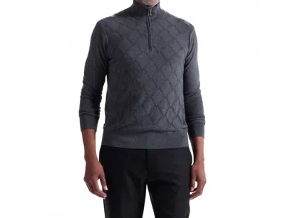 Bugatchi Uomo Textured 1/4 Zip Sweater In Heather Grey In Blue