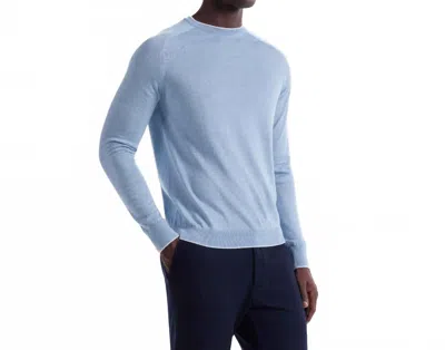 Bugatchi Uomo Wool Silk Crew Neck Sweater With Tipping In Air Blue