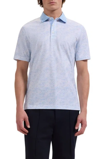 Bugatchi Valerian Ooohcotton® Tropical Leaf Print Polo In Blue