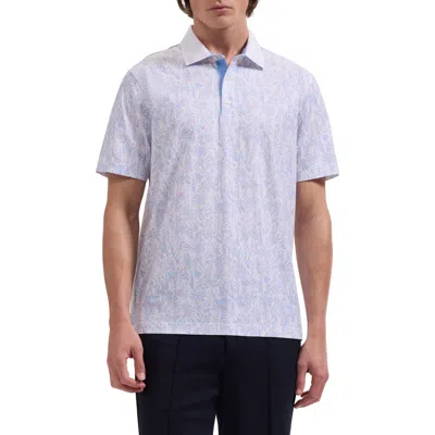 Bugatchi Valerian Ooohcotton® Watercolor Tropical Print Polo In Blue
